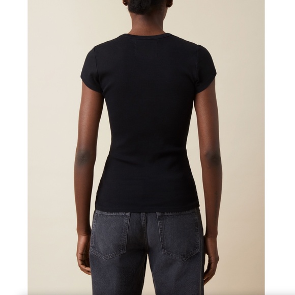 575. JEANERICA Valeria Rib Black Tee $180 NWOT XS - Picture 3 of 4